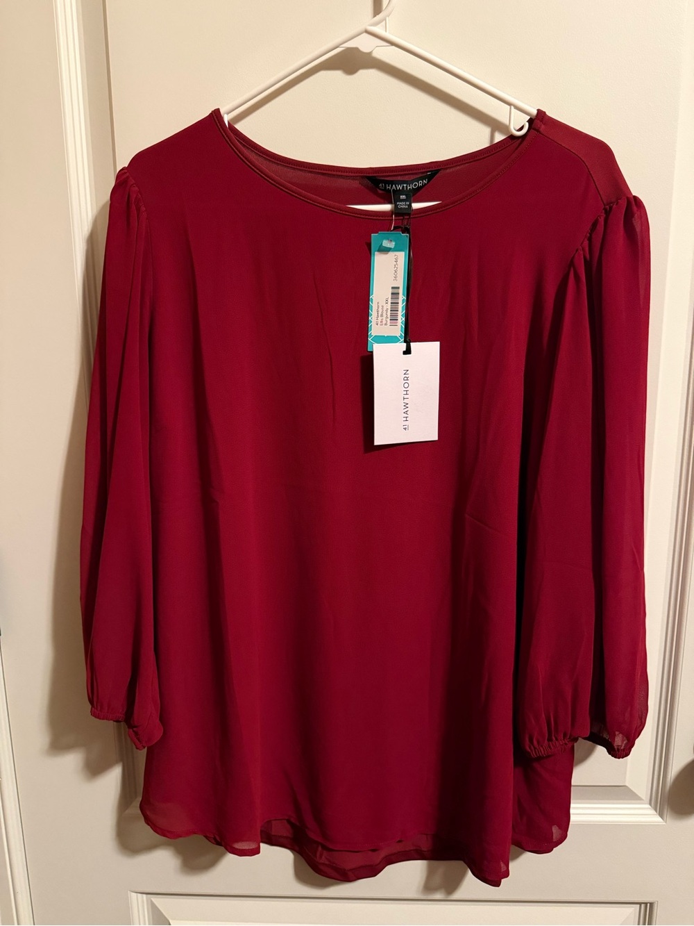 41 Hawthorn Burgundy Long-Sleeve Blouse